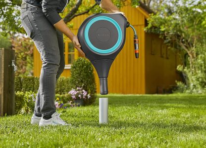 66 Foot Auto Retractable Hose Reel on Metal Spike - Image 2