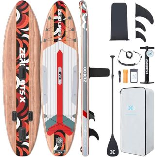 ZLX 10'6 Inflatable Stand Up Paddle Board, Extra Wide Stable Non-Slip Deck Pad, Unique Center Fin, Portable Paddleboard for Adults, Premium SUP for All Skill Levels