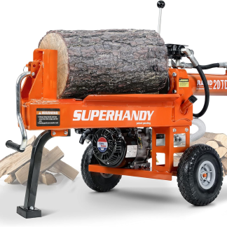 SuperHandy Log Splitter Portable 20 Ton Rapid Auto Return Ram System Bucher Gear Pump 7HP Engine Horizontal Full Beam Steel Wedge Firewood Splitting Forestry Harvesting