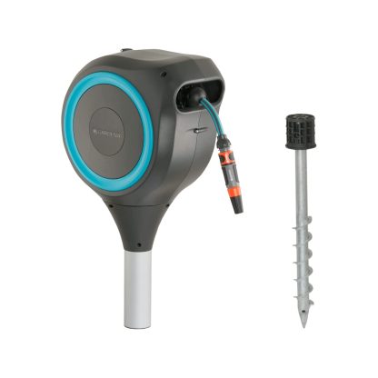 66 Foot Auto Retractable Hose Reel on Metal Spike