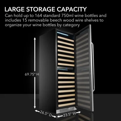 Whynter 164 Bottle Dual Zone Built-In Wine Refrigerator - Image 3
