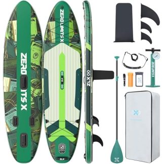 ZLX 10'6 Inflatable Stand Up Paddle Board, Extra Wide Stable Non-Slip Deck Pad, Unique Center Fin, Portable Paddleboard for Adults, Premium SUP for All Skill Levels
