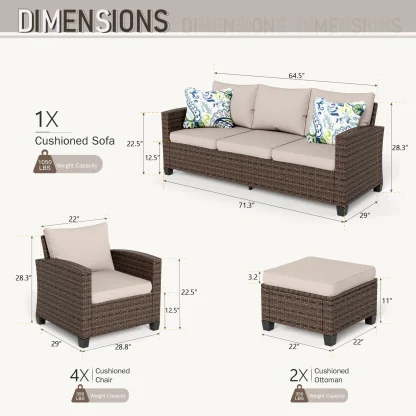 Wicker 9 - Person Garden Lounge Set with Cushions - Image 15