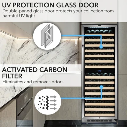 Whynter 164 Bottle Dual Zone Built-In Wine Refrigerator - Image 10