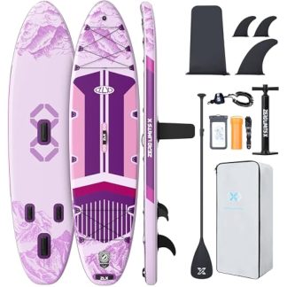 ZLX 11'6 Extra Wide Inflatable Stand Up Paddle Board SUP, Stable Non-Slip Deck Pad, Unique Fin System and Premium iSUP Accessories - Portable Backpack & Upgraded Pump for Adults, All Skill Levels