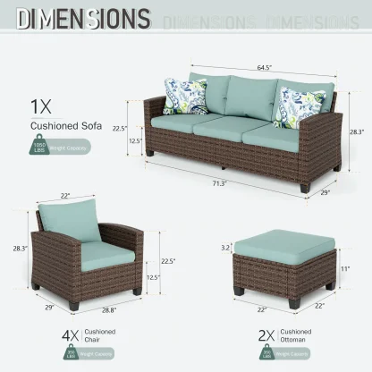 Wicker 9 - Person Garden Lounge Set with Cushions - Image 10