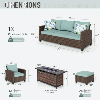 Wicker 9 - Person Garden Lounge Set with Cushions - Image 2